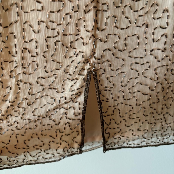 Vintage 70s Beaded Embroidered Sheer Long Sleeve Open Back Cocktail Party Dress - Picture 17 of 17